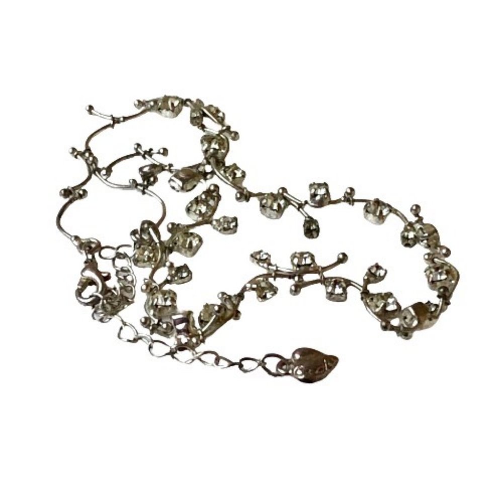 Cookie Lee Vintage Rhinestones Necklace Silvertone Balls